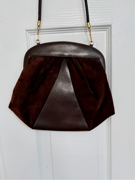 Salvatore Ferragamo Handbags - Vintage Salvatore Ferragamo Dark Brown Suede & Leather Shoulder Bag